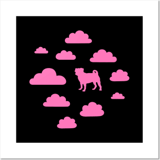 Pink Pugs In the Sky Posters and Art